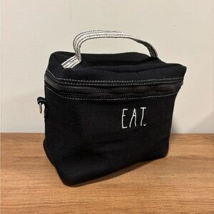 Rae Dunn EAT large insulated lunch bag tote - black & white